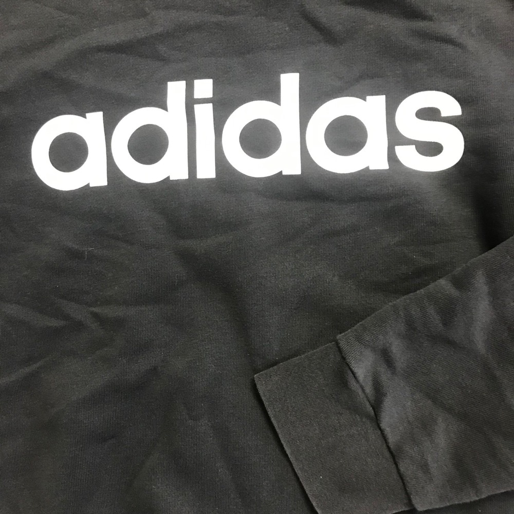 Adidas Sweatshirt Women's Size M‎ Black Graphic Logo Crew Neck Pullover
